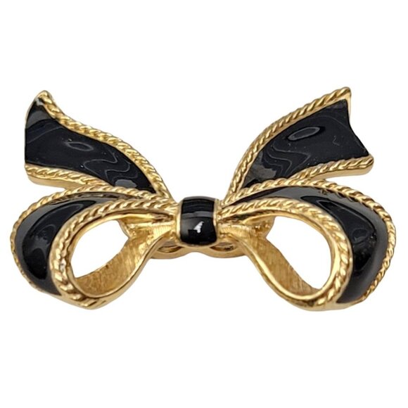 Kenneth Jay Lane KJL For Avon Gold-Tone Black Enamel Bead Enhancer Pendant - Picture 7 of 8